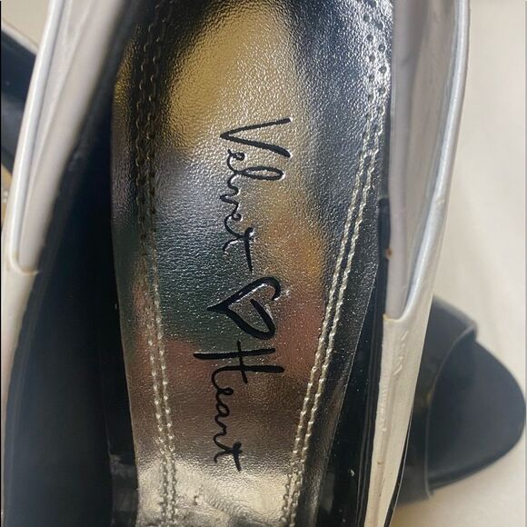 Velvet Black & White Platform Heels - Picture 4 of 8